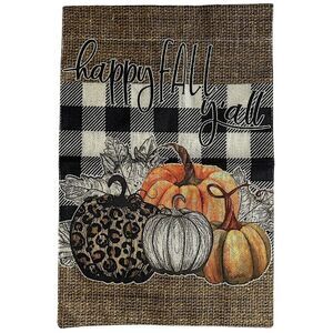 Happy Fall Y’all Garden Flag 12.5x19 Inch Double Sided Burlap Holiday Decoration